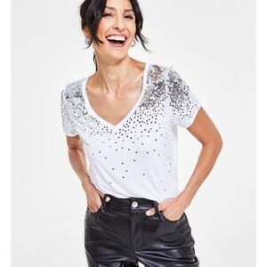 I.N.C. International Concepts Cascading sequin V-neck top